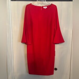 Calvin Klein Red 3/4 Sleeve Dress